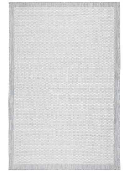 Fesco Grey Plain Bordered Outdoor Area Rug