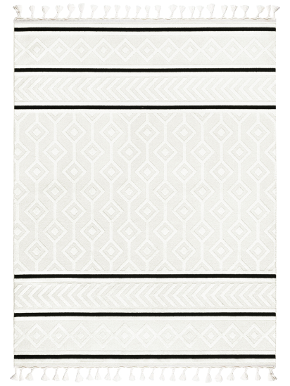 Milta Cream Black Bohemian Living Room Rug