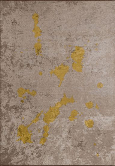 Fringe Brown & Yellow Abstract Area Rug