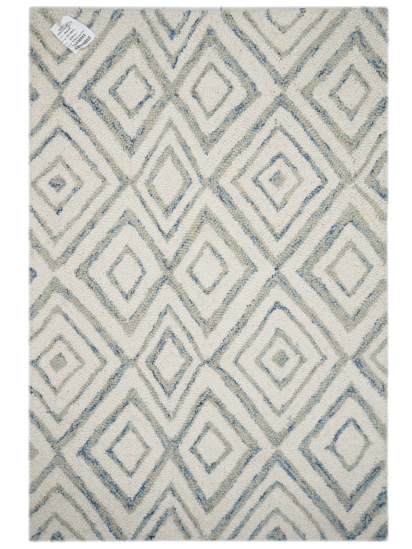 Modern Cream Geometric Hand-Tufted Living Room Rug