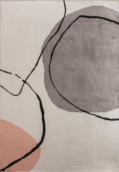 Enchanted Cream Grey Abstract Bedroom Rug