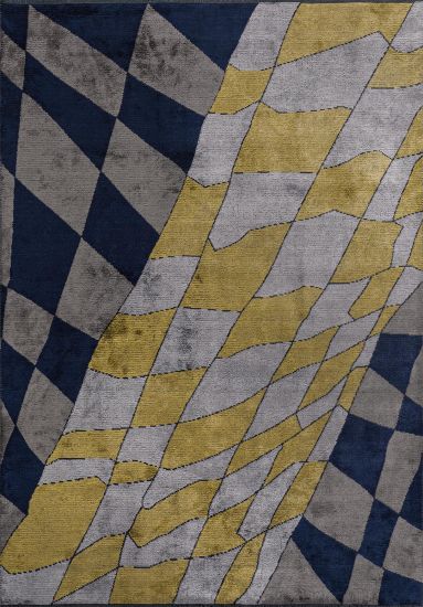 Abstract Grey & Blue Odyssey Modern Rug