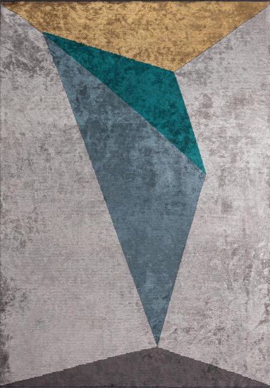 Synchrony Grey & Blue Geometric Modern Rug