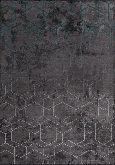 Glister Grey & Blue Geometric Area Rug