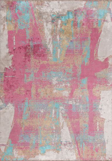 Abstract Multicolour Fuchsia Rug