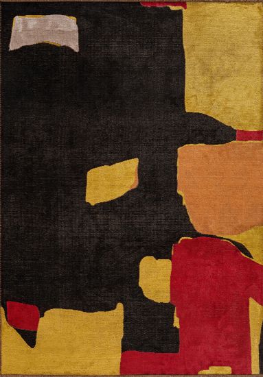 Fusion Yellow Black Abstract Modern Rug