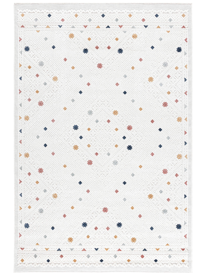Sandu Cream Multicolour Modern Patterned Living Room Rug
