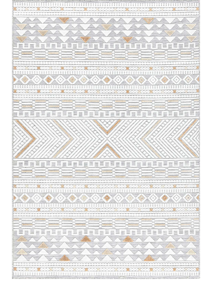Sandu Grey Cream Modern Bohemian Living Room Rug