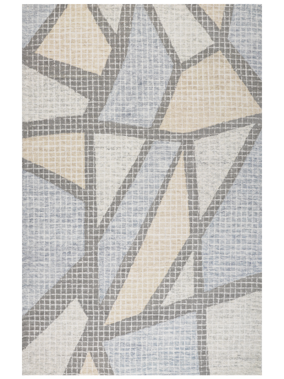 Contemporary Beige Grey Geometric Hand-Tufted Area Rug