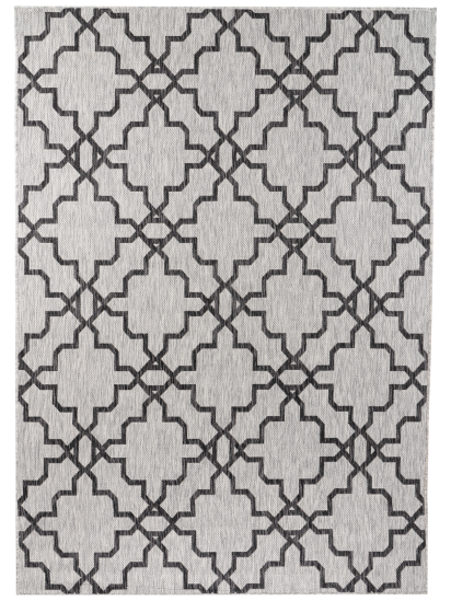 Meadow Grey Black Trellis Outdoor Area Rug
