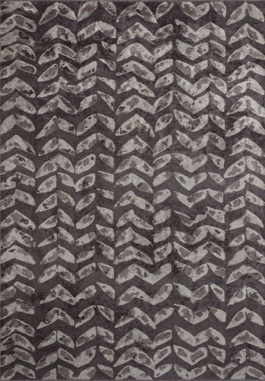 Glistery Brown & Grey Floral Area Rug