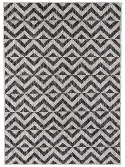 Meadow Grey Black Chevron Outdoor Area Rug