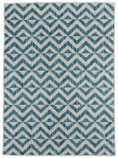 Meadow Grey Blue Chevron Outdoor Area Rug