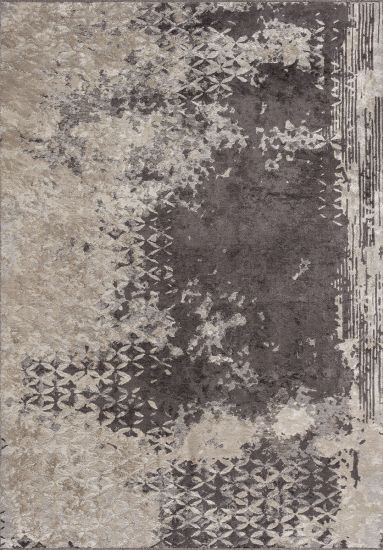 Shiny Cream Brown Floral Living Room Rug