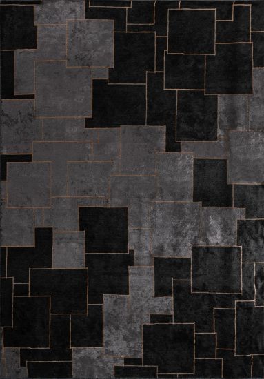 Geometric Black Grey Amora Area Rug