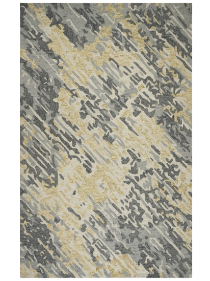Modern Yellow & Grey Abstract Living Room Rug
