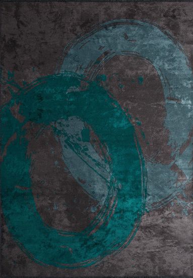 Artisan Grey & Green Abstract Modern Rug