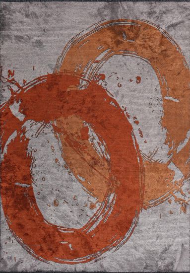 Artisan Grey Orange Abstract Indoor Rug