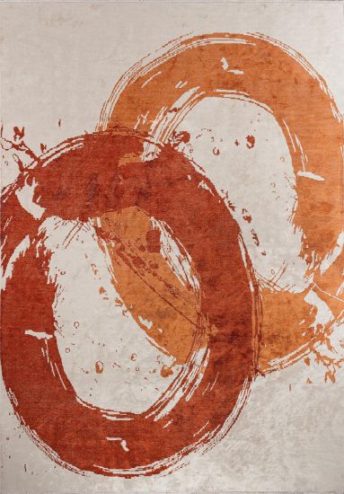Abstract Cream & Orange Artisan Indoor Rug