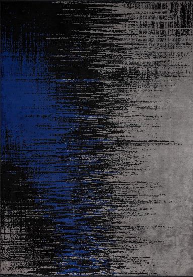 Abstract Blue Black Adrift Modern Rug