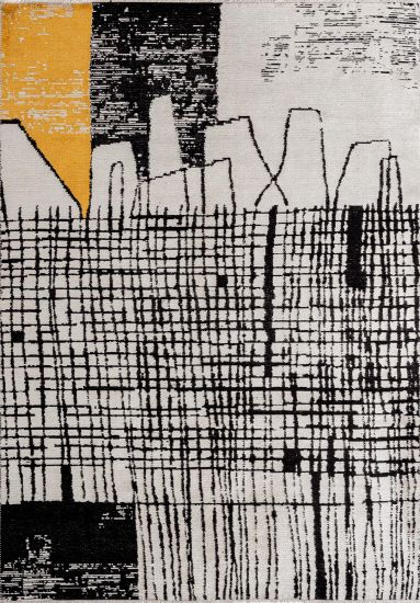 Arbor Cream Black Abstract Living Room Rug