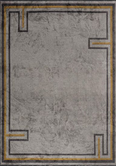 Evolve Grey & Yellow Bordered Outdoor Rug