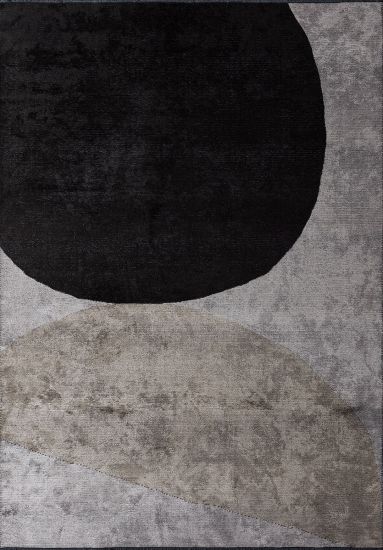 Sustain Black Grey Abstract Modern Rug