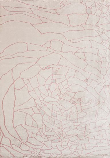 Savor Cream & Pink Abstract Bedroom Rug