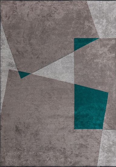 Geometric Grey & Green Soaring Indoor Rug