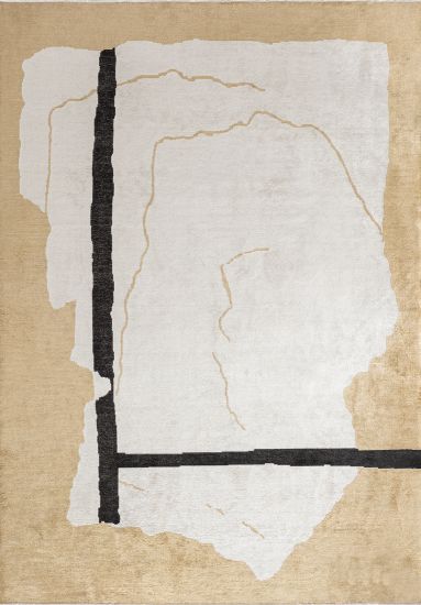 Frost Beige & Cream Abstract Bedroom Rug