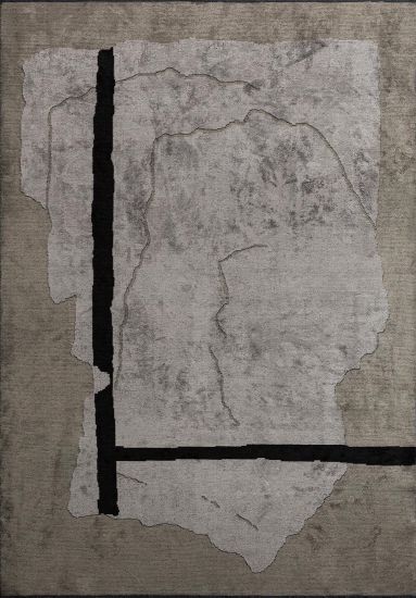 Frost Grey Abstract Modern Area Rug