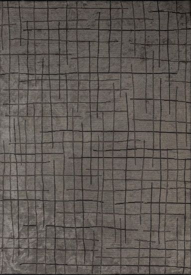 Charcoal Grey & Brown Abstract Modern Rug