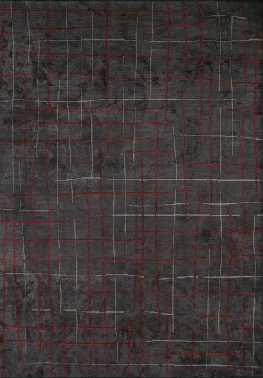 Charcoal Grey Abstract Outdoor Rug