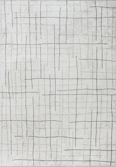 Abstract Grey Cream Charcoal Bedroom Rug