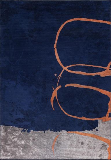 Abstract Fiesta Blue Living Room Area Rug