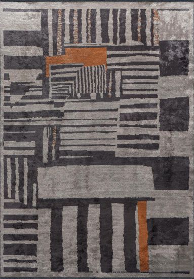 Feeble Grey Geometric Living Room Rug