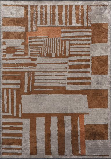 Feeble  Grey & Brown Geometric Modern Rug