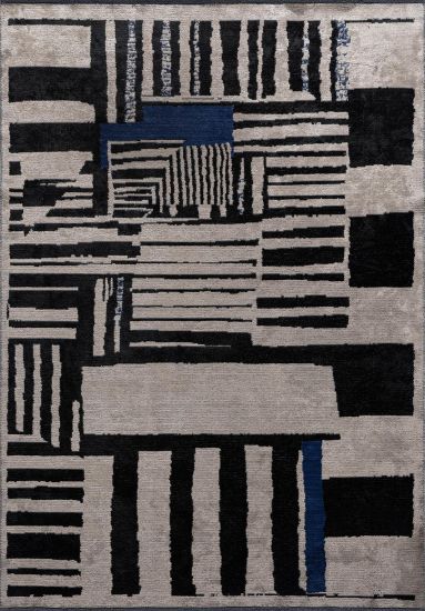 Geometric Grey & Black Feeble Modern Rug