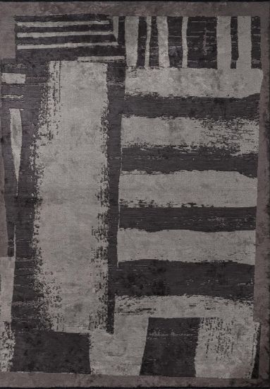 Abstract Grey Flarry Living Room Rug