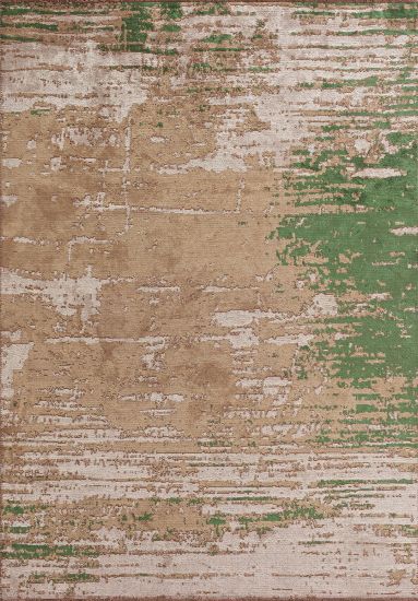 Solidarity  Beige Green Abstract Living Room Rug