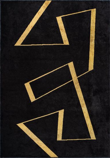 Luxora Black Geometric Living Room Rug