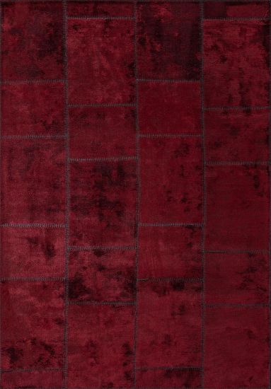 Fern Red Geometric Living Room Rug