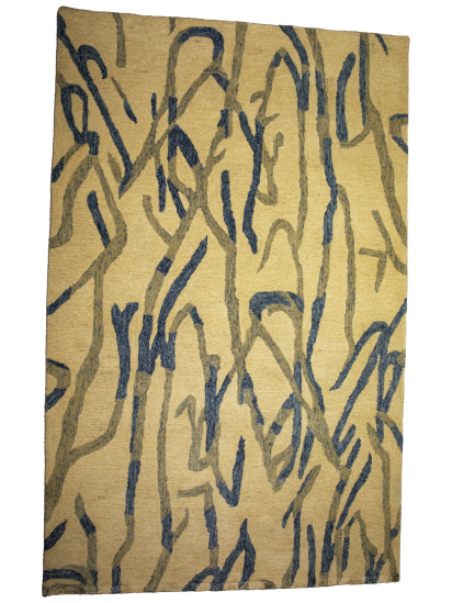 Contemporary Beige Abstract Hand-Tufted Rug