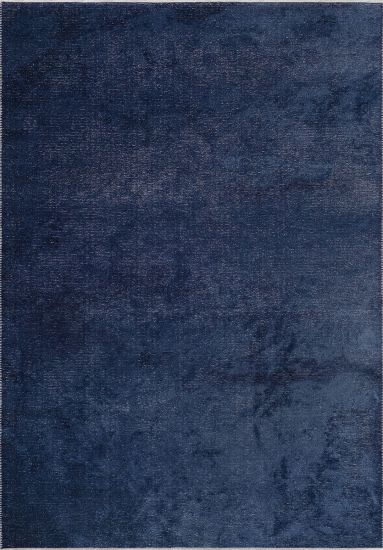 Modern Blue Plain Fresco Rug