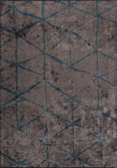 Verdura Geometric Grey & Blue Dining Room Rug