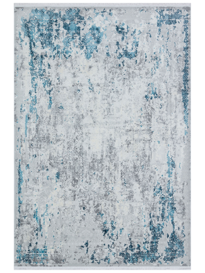 Luxor Grey & Blue Distressed Bedroom Rug