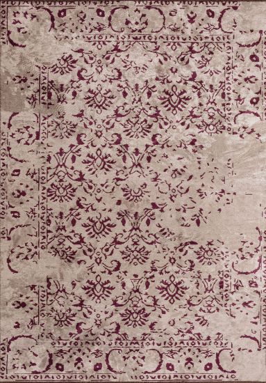 Elantra Beige & Red Floral Living Room Rug