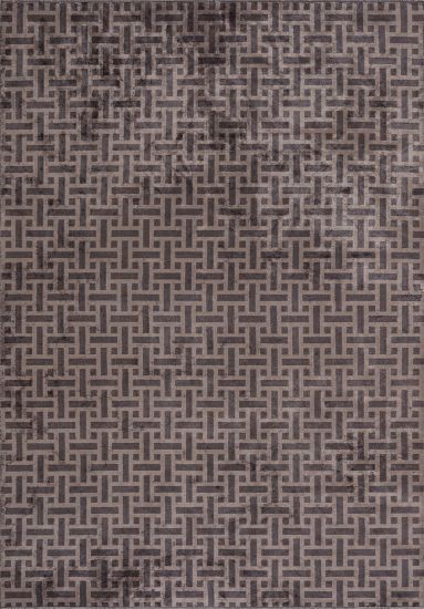 Elantro Grey Geometric Dining Room Rug