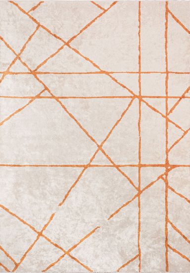 Essenze Cream & Orange Abstract Area Rug