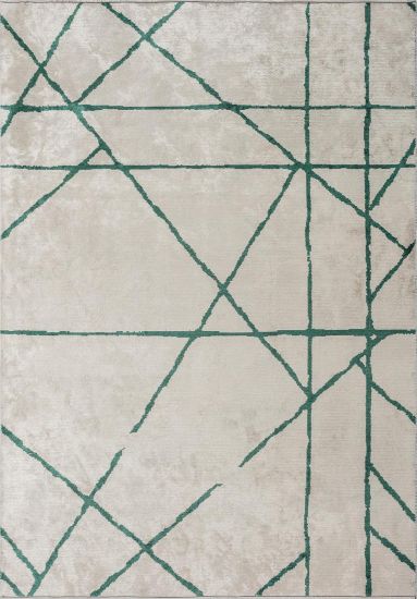 Essenze Abstract Grey & Green Modern Rug